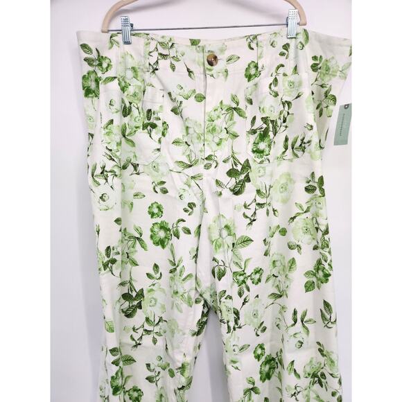 NWT Maeve The Colette Cropped Wide-Leg Linen Pants Size Plus 26W Green #7F401 - Picture 4 of 10